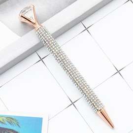 4 Pcs Big Diamond Pens Large Crystal Pens Metal Ballpoint Pens Bling Rhinestone Pens Bridal Shower Pens Glitter Wedding Pens Black Ink Pens Mix