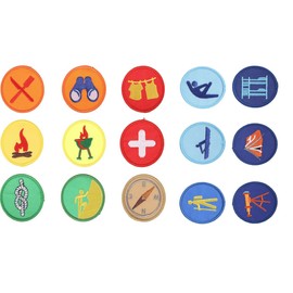 CYWQ 15 Pcs Round boy Scout Badge Sew on or Iron on Embroidery Patches for Clothing Hat Fabric Badge Garment DIY Apparel Accessories