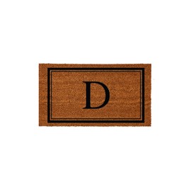 Evergreen Flag Monogram Letter D Entrance Doormat | 28 x 16 inches | Dirt Catching Natural Coir | All-Season | Non-Slip Backing | Indoor and Outdoor Home Decor