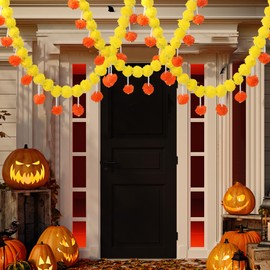 Sggvecsy Marigold Garland Diwali Decor Artificial Flowers 4.6 feet Long Strands Faux Orange Garlands for Pooja Indian Home Parties Wedding Decoration Christmas Decoration(Yellow & Dark Orange)