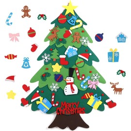 Felt Christmas Tree for Decorating, Wall Decor Felt Christmas Tree, Ornament Christmas Wall Hanging Decoration, Felt Christmas Tree with Removable Hanging Ornaments for Home/Door/Wall Hanging Decor