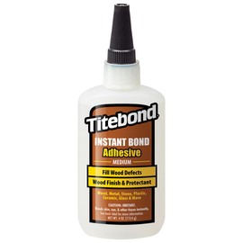 Titebond Instant Bond Medium Adhesive, 5-Second Bond, Home Repair, Woodworking, Crafts, Hairline Cracks, Filling Wood Knots, 4 oz. 6212