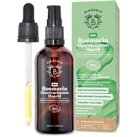 BIONOBLE Bio Rosmarinöl Für Haare – Haaröl Rosmarin Gegen Haarausfall & Für Bartpflege – Kopfhaut Öl Zur Pflege & Regeneration – Veganes Rosemary Oil – 100ml