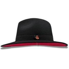 MONTIQUE Black 3 1/8" Brim Red Bottom Wool Felt Dress Hat H-80
