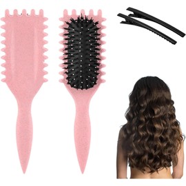 Cepillo Profesional para Definir Rizos Naturales - Peine Anti-Frizz con Fibras Suaves, Accesorio de Secado Difusor para Cabello Ondulado/Rizado, Ideal para Viaje, Gimnasio o Playa - Kit Salón en Casa (Rosa)