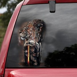 Generic Jesus Car Window Sticker, Lion of Judah with The Fighter Warrior Decals for Jesus Lovers, Meaning Gift for Christian, Religious Gift Size 6x6 inches