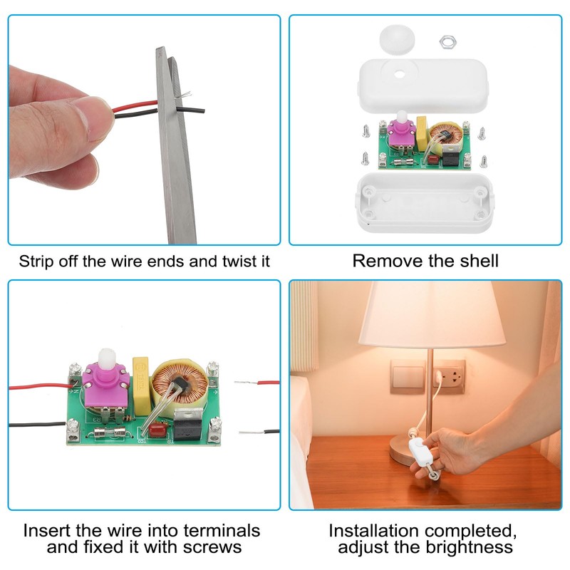 PATIKIL Inline Lamp Switch, Rotary Dimmer LED Light Controller Brightness