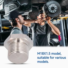 O2 Oxygen Sensor Plug,Oxygen Blanking Plug Oxygen Sensor Spacer O2 Oxygen Sensor Hex Plug M18x1.5 Thread O2 Oxygen Sensor Adapter Nickel Fastener Hardware Auto Parts with Washer