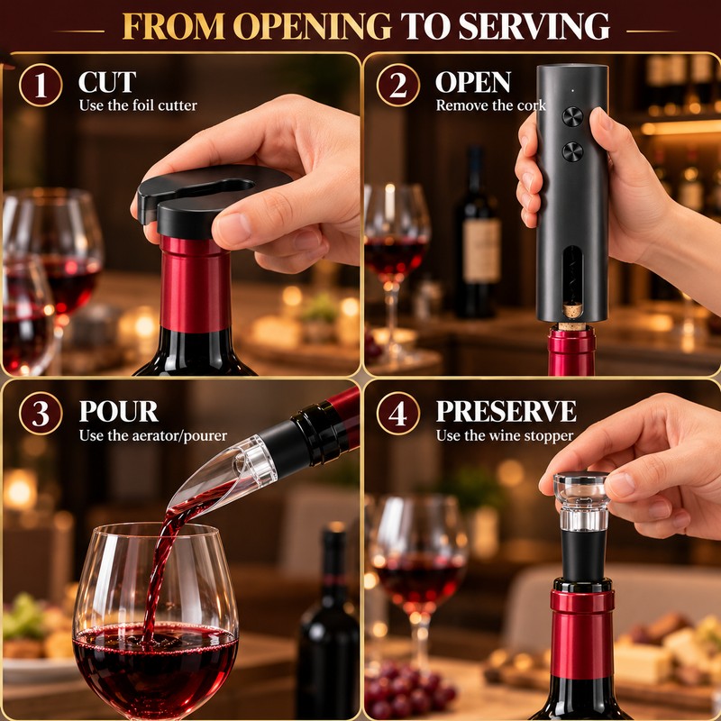 Rechargeable Electric Wine Opener for Home & Entertaining – USB-C