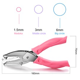 Mudder 3 Pcs Metal Handheld Hole Punch Tiny Single Hole Paper Punch with Plastic Handle for Circle Holes DIY Craft Tag School Supplies(Pink Purple Blue,Vivid Style)