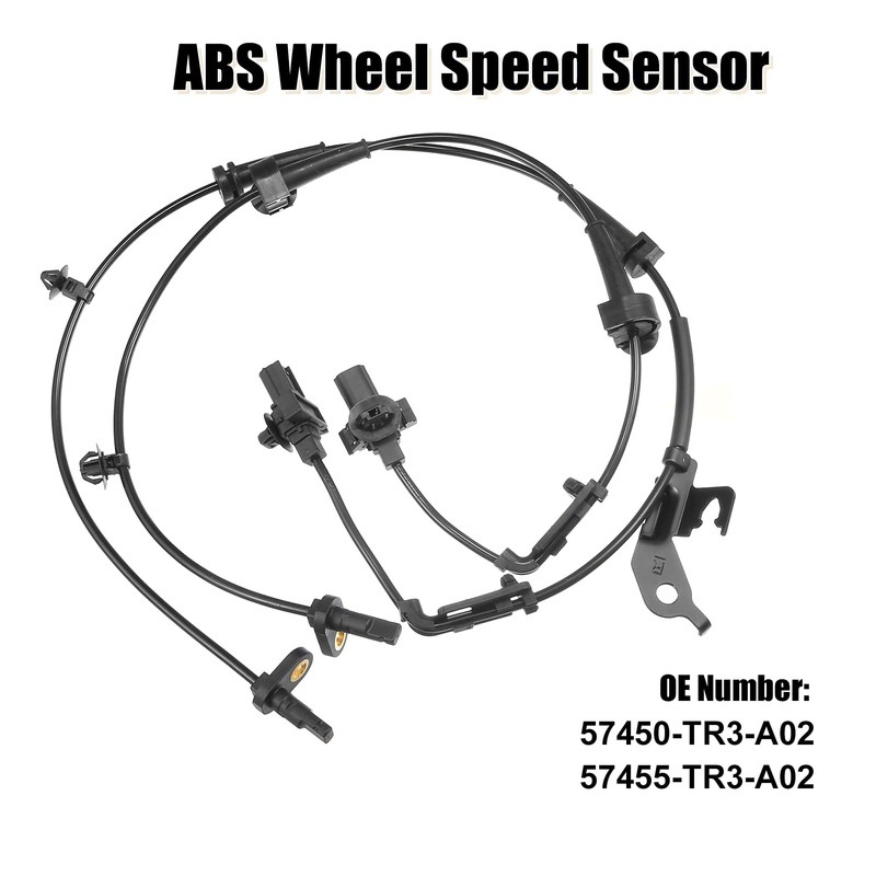 Unifizz 2pcs Black 57450-TR3-A02 57455-TR3-A02 ABS Wheel Speed Sensor Front