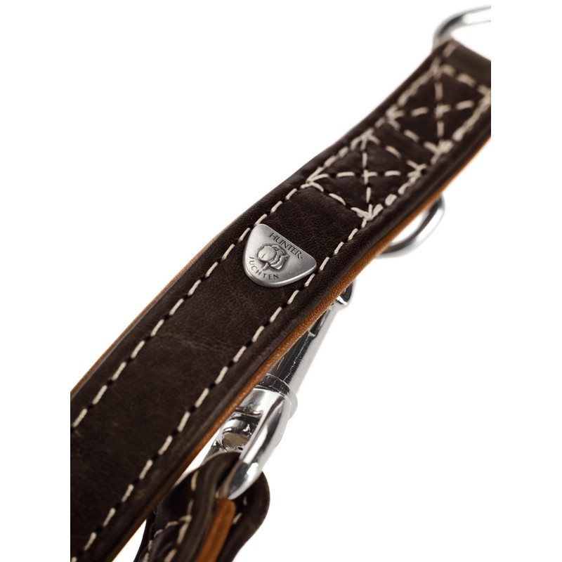 HUNTER Training Leash Tara Number 15/200 Juchten Leather, Dark Brown/Cognac