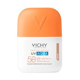 Vichy Capital Soleil UV-Aqua Protector Solar Hidratante con Color Tono Medio SPF50 PA+++ , Textura Fluida para Todo Tipo de Pieles, con Vitamina CG, V