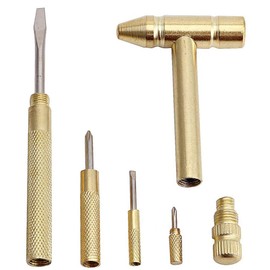 6 in 1 Micro Mini Multifunction Copper Craft Hammer & Screwdriver Hand Tools Ideal for Watchmaker Jewelers and Walnut eaters