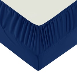 Moonlight Bedding Double Fitted Sheet - 25cm Deep Pockets Ultra Soft Brushed Microfiber Navy Double Fitted Bed Sheets Breathable, Fade Resistant Easy Care Double Bed Sheet (137 x 190 Cm)