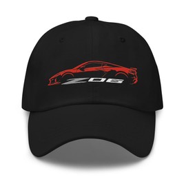 2024 2025 Sports Car C8 Z06 Torch Red Silhouette 8th Generation Corvette Drivers Custom Dad hat