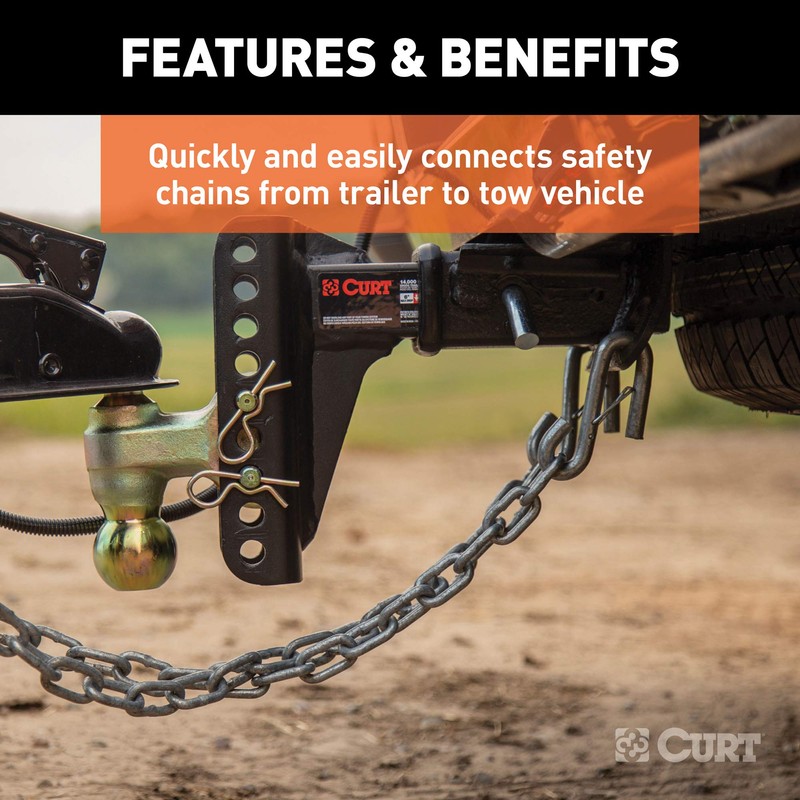 CURT 81810 3/8-Inch Certified Trailer Safety Chain S-Hook with Latch,