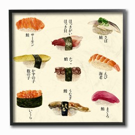 Stupell Industries Sushi Illustration Chart Framed Giclee Texturized Art, 12 x 1.5 x 12, Multi-Color