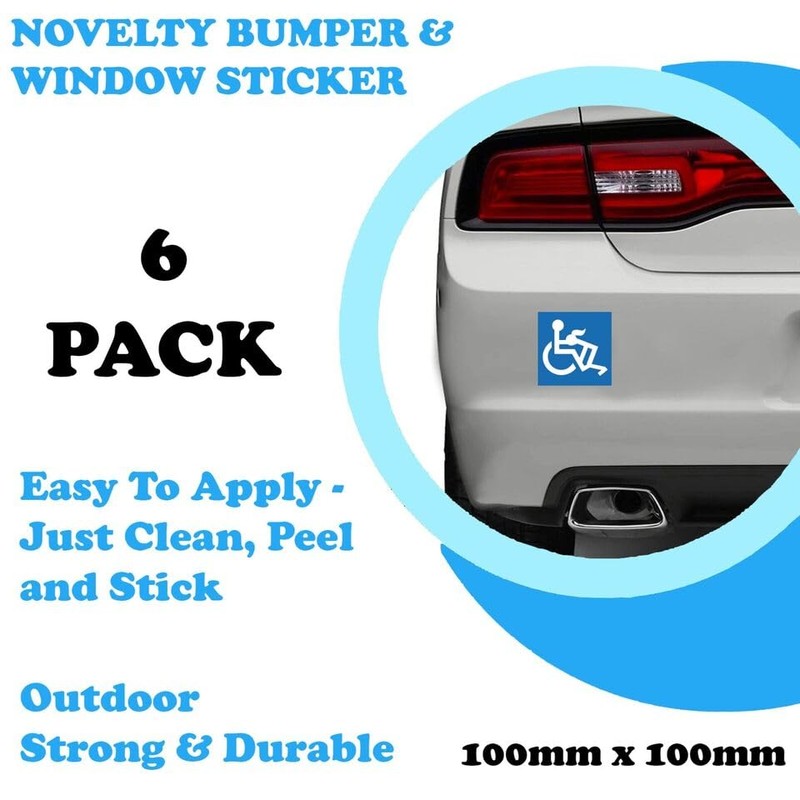 6 Pack - Funny CAR Stickers - Disabled CAR Bumper