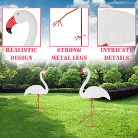 White Flamingo Yard Decorations Pack of 2 Flamingo Decor Ornaments for Outdoor Lawn and Garden