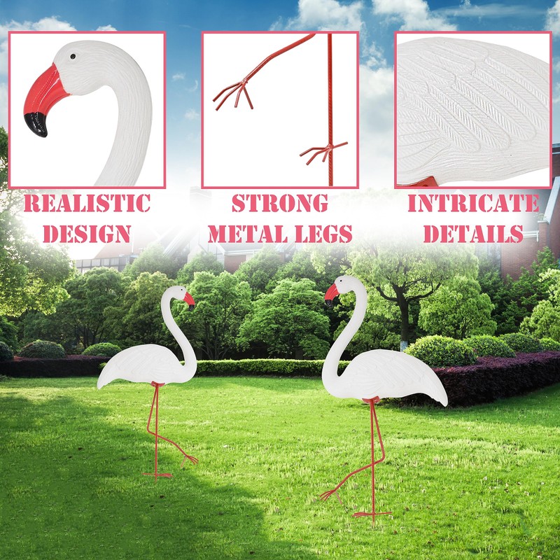 White Flamingo Yard Decorations Pack of 2 Flamingo Decor Ornaments