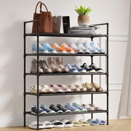 Sakugi Shoe Rack - XXX-Large Shoe Organizer, 5-Tier Shoe Storage Rack, Sturdy Shoe Rack for Closet, Garage & Corridor, Stackable Shoe Rack for Entryway, Black