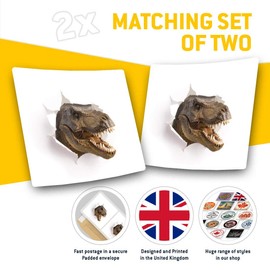 2 x 10cm Square Vinyl Stickers - T-Rex Dinosaur Dino Kids Teen Decals 8140