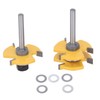 2Pcs Tongue and Groove Cutter 3 Teeth 1/4inch Shank T