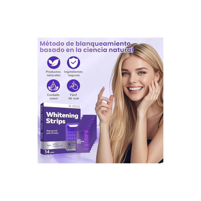 Purple Teeth Whitening Strips Pack Cajas Tabletas Tiras Blanqueadoras Dientes