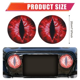 2pcs Beast Eyes Headlight Stickers, 7.87in Beast Eyes Headlight 3D Stereo Beast Eyes Round Headlight Decals Beast Eyes for Car Eye Headlight Decor for Car Decoration(Red)