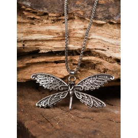 HAQUIL Dragonfly Necklace, Vintage Antique Dragonfly Pendant, Box Chain, Dragonfly Jewelry Gift for Women