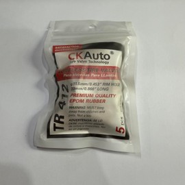 CKAuto TR412 Rubber Snap-in Short Black Tire Valve Stem for Tubeless 0.453 Inch 11.5mm Rim Holes on Standard Vehicle Tires (5pcs/Bag)