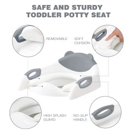 Potty Training Seat with Step Stool Ladder, SKYROKU Potty Training Toilet for Kids Boys Girls Toddlers - Comfortable Safe Potty Seat with Anti-Slip Pads Ladder Grey