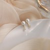 Pearl Stud Earrings for Women, Trendy Dainty Rhinestone Pearl Cluster