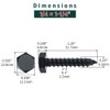 1/4 x 1-1/4" Black Hex Head Lag Screws Bolts (20