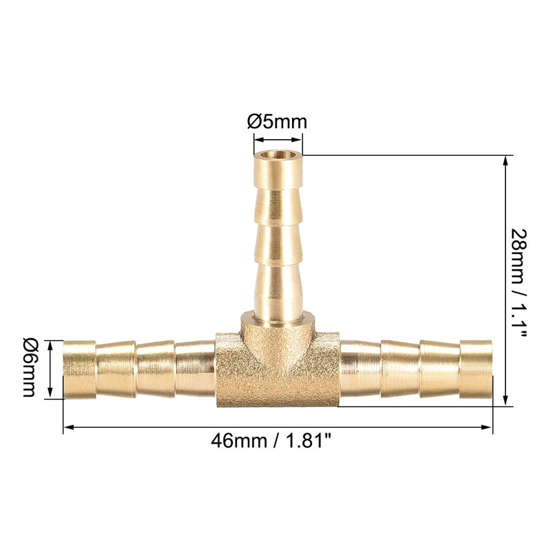 sourcing map Hose Reducer Barb Connection T-shaped 3-Way Connector 6