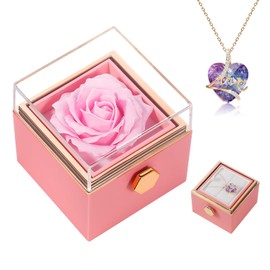 Forever Roses, Heart Shaped Crystal Necklace with Gift Box, Gifts for Women, Birthday Gifts for Her, Love Gifts for Her, Girlfriend, Wife, Christmas, Valentine's Day, Mother's Day