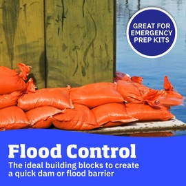 DURASACK Large Heavy Duty Sand Bags with Tie Strings Empty Woven Polypropylene Sandbags for Flood Control with 1600 Hours of UV Protection, 50 lbs Capacity, 18x30 inches, Orange, 50 Count