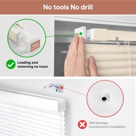 LazBlinds No Tools No Drill Cordless 1" Vinyl Mini Blinds, 100% Privacy S-Curve Blinds for Indoor Windows, Room Darkening Horizontal Window Blinds and Shades for Home, 22" W x 64" H, Beige