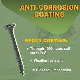 LIONMAX Deck Screws 2 Inch, Wood Screws #8 x 2", 500 PCS, Rust Resistant, Exterior Epoxy Coated, Outdoor Decking Screws, Torx/Star Drive Head Screw, T25 Star Bit Included, Green