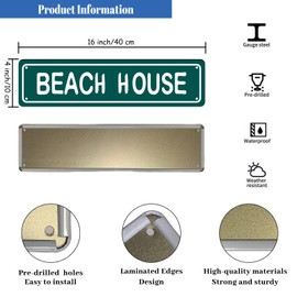 Beach House Metal Tin Sign Wall Decor Room Home Bathroom Bedroom Outdoor Garage Man Cave Garden Bar Signs Decoration 16 x 4 Inches