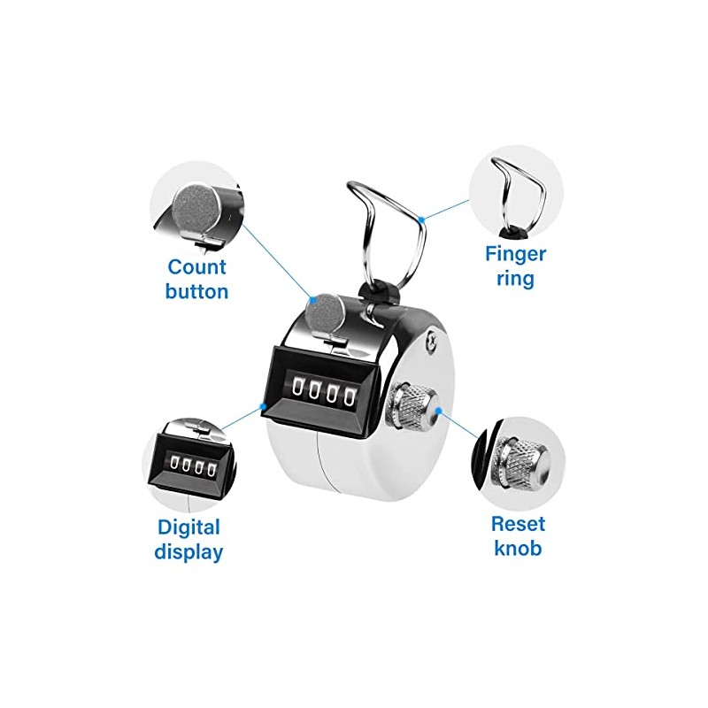 BUZZUFY Digit Hand Clicker Counter, Metal Hand Tally Counters Clicker