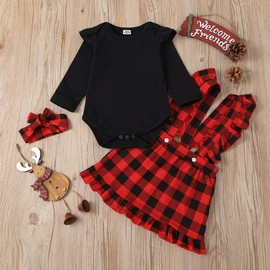 Conjunto de falda de algodón para bebés y niñas, Pelele negro., 3-6 Meses