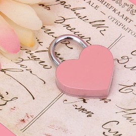 BORDSTRACT 2PCS Set Heart Lock with Key, Key Lock Box Love Lock Small Love Heart Shape Padlock Metal Mini Padlock for Diary Jewelry Box Storage Box Book Luggage (Pink)