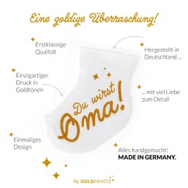 goldprintz I Du wirst Oma I Pregnancy I Gold Printed Baby Sock I We Get a Baby Announcement I Pregnancy I Baby Surprise I Announce Baby News