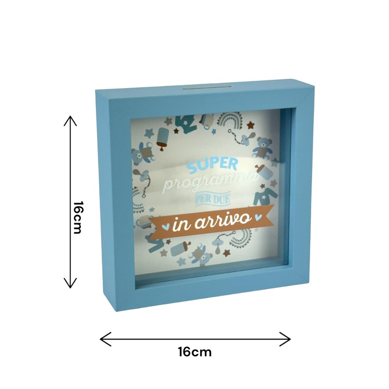 Salvadanaio Decorativo Cornice Blu 16x16 cm, Design In Arrivo con