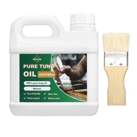 NetLea Pure Tung Oil for Wood Finishing,Zero VOC for Furniture & Countertop,100% Pure for Indoor & Outdoor Unfinished Bare Wood, Furniture,Floors etc (Tung Oil, 34OZ)