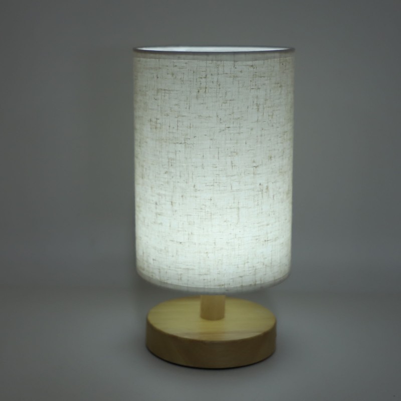 LED Bedside Lamp Touch Control Wood Nightstand Lamp Desk Cabinet