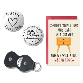 First 1 Year Anniversary Card Gifts for Her Him Boyfriend Girlfriend One 1 Year Wedding Anniversary Keychain Gifts for Husband Wife 1st Anniversary Pocket Hug Token for Boyfriend 1yr Anniversary Card
