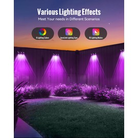 FabStyl Solar Outdoor Fence Lights 8 Pack, Upgraded 50LM RGB Outdoor Wall Lights with Sync Group Control & 10 Light Modes, Fence Solar Light Outdoor Waterproof IP65 for Outside Porch Wall